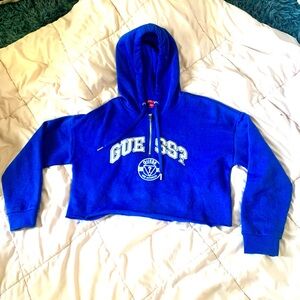 Blue GUESS Cropped Hoodie size M